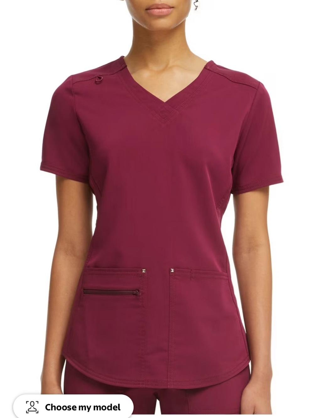 NWT Scrubstar Ultimate Stretch Criss Cross V-Neck Scrub Top Wine M